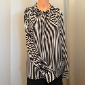 Adrianna Papell Black and White Striped Blouse